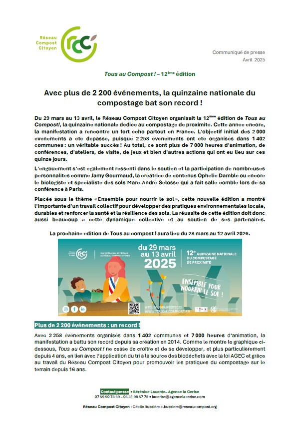 Communiqué de presse - bilan 2025